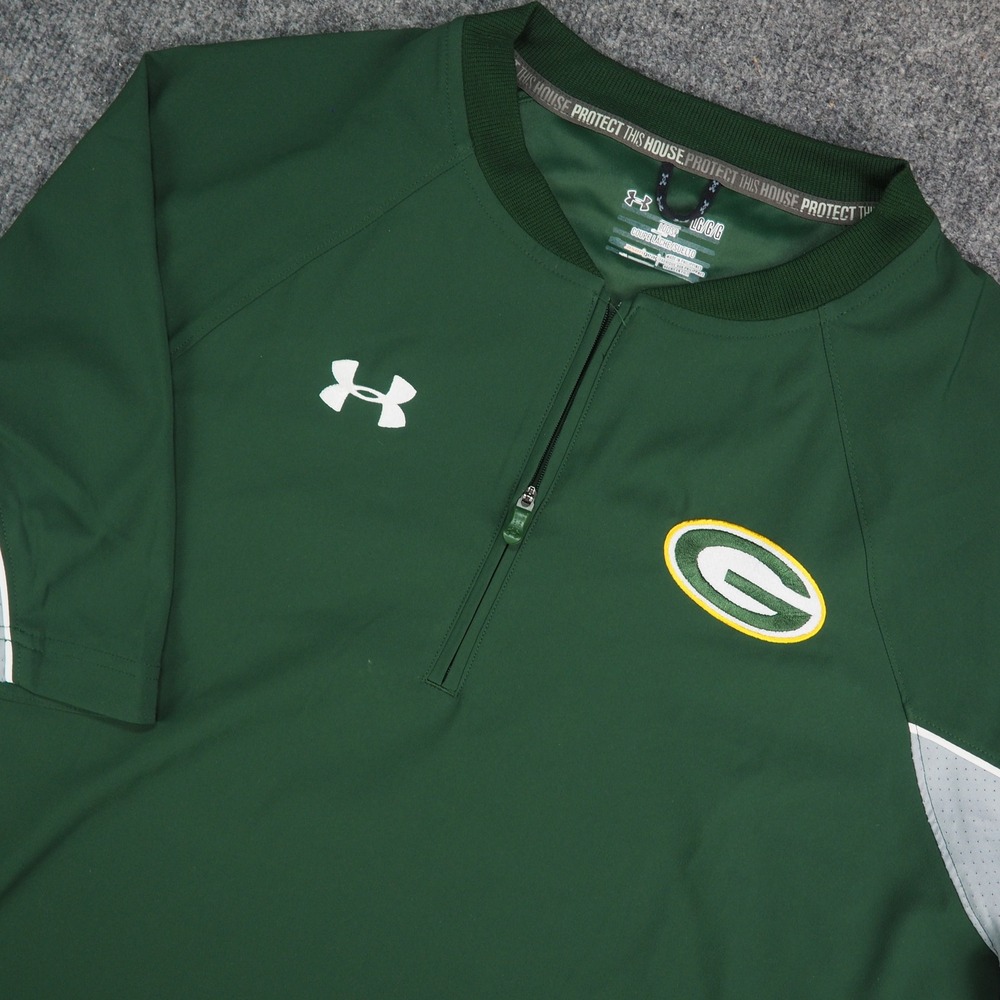 Green Bay Packers Short Sleeve Pullover Men Large Green Solid Under Armour NFL